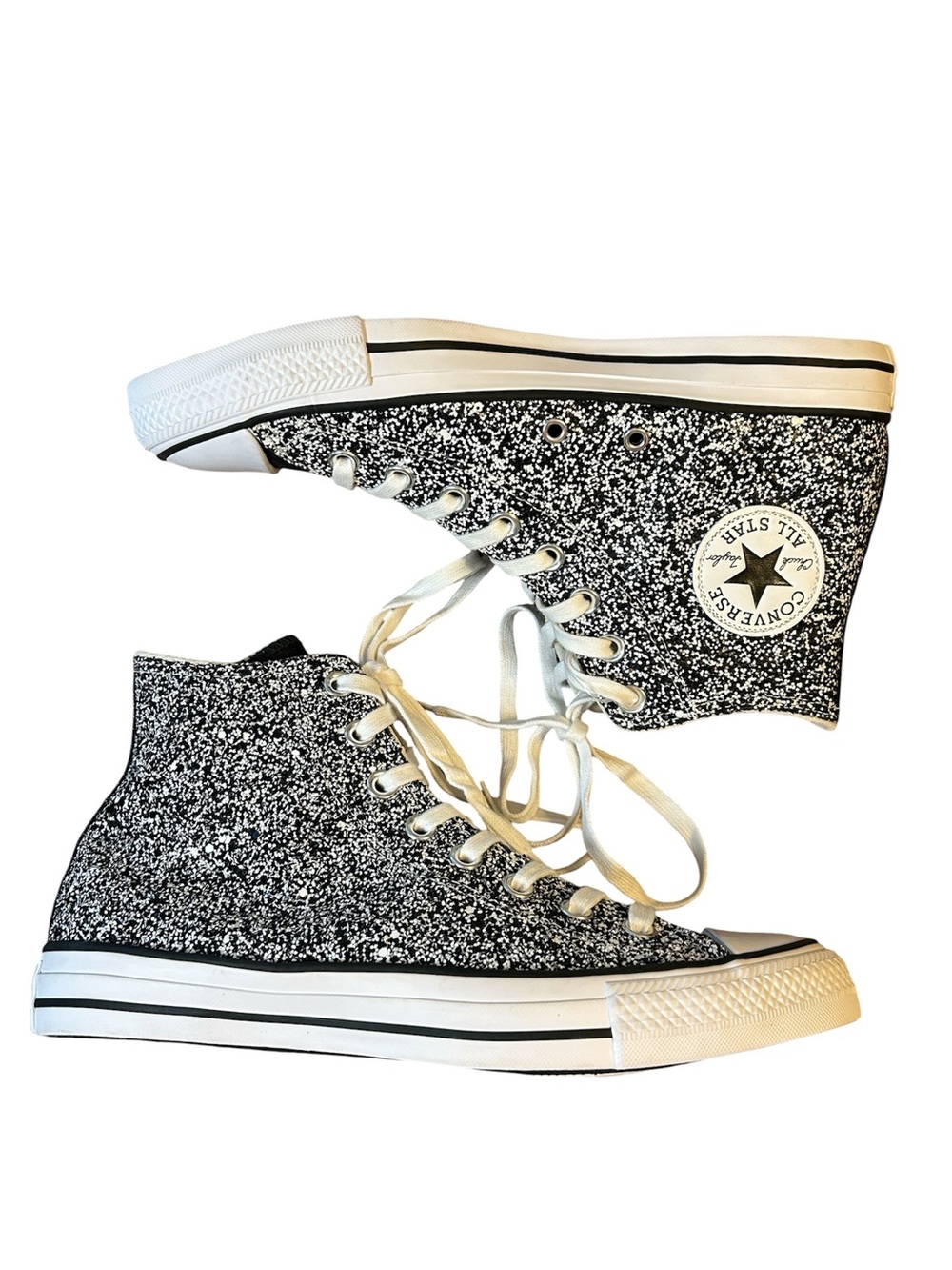 NWOB Converse Chuck Taylor All Star High Top Black White Glitter Sneakers size 9